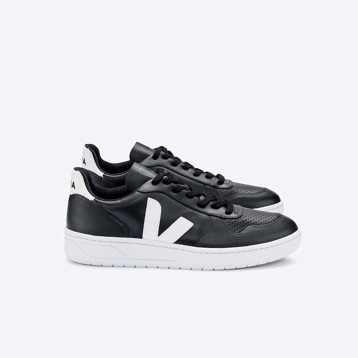 V-10 LEATHER BLACK WHITE WHITE SOLE