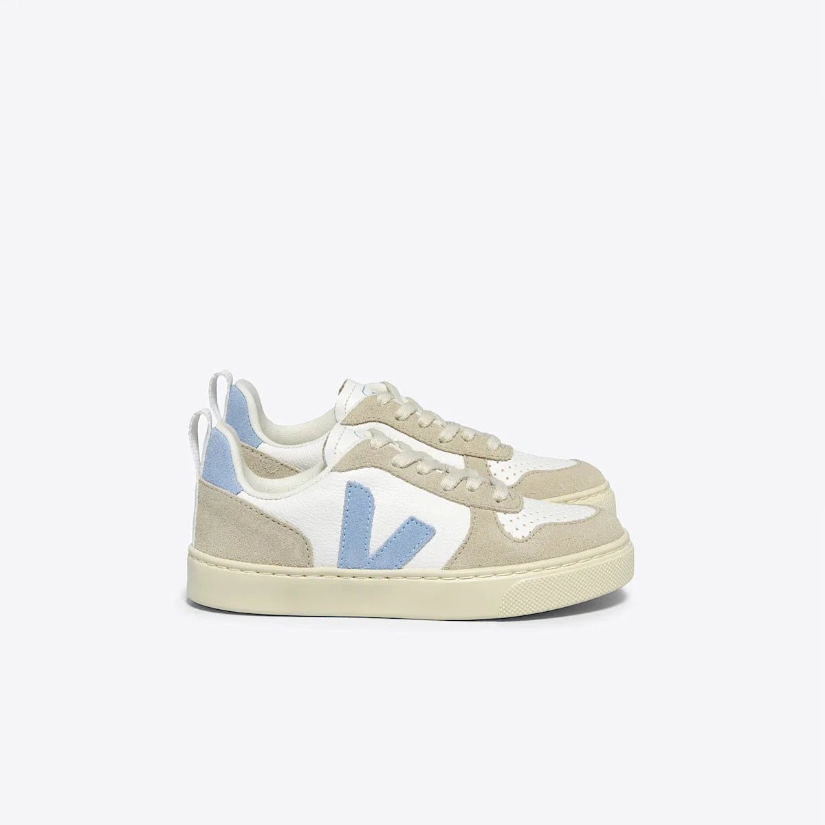 V-10 LEATHER WHITE STEEL ALMOND